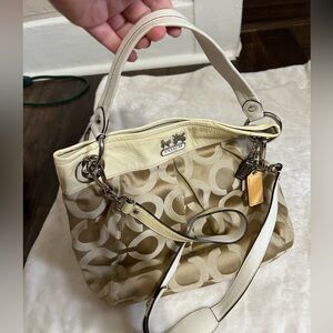 Coach Madison Op Art Sabrina Satchel- Handbag and Crossbody Strap